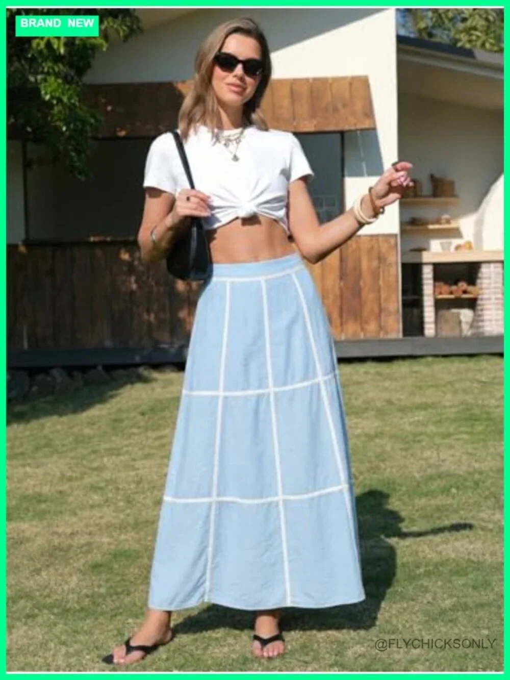 Faux Linen Boho Maxi Skirt with Pockets - Flowy A-Line